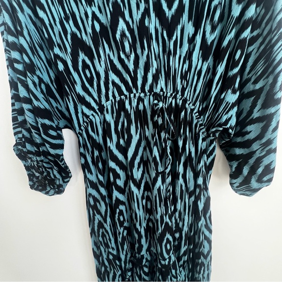 Umgee Plus Ikat Print High Low Dress XL Ruffle Boho Hippie Ruffle Tie Waist - Picture 8 of 16